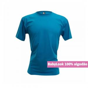 Baby Look Algodão Azul Turquesa Personalizada Algodão Camiseta BabyLook   tradicional Adulto