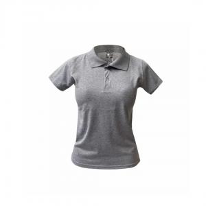 Baby Look Polo Algodão Cinza Mescla Personalizada Algodão Polo BabyLook   tradicional Adulto