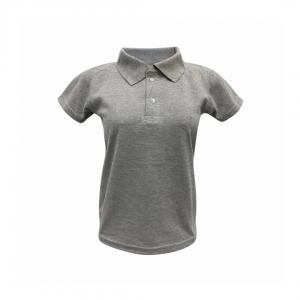 Baby Look Polo Piquet Cinza Mescla Personalizada Piquet Camiseta BabyLook   Tradicional Adulto