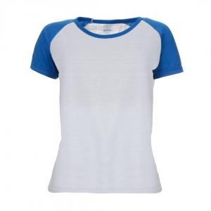 Baby Look Raglan Poliéster Azul Royal Personalizada Poliéster Camiseta Raglan   tradicional Adulto