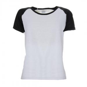 Baby Look Raglan Poliéster Preta Personalizada Poliéster Camiseta Raglan   tradicional Adulto