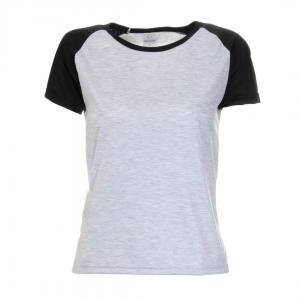 Baby Look Raglan Poliéster Preta Personalizada Poliéster Camiseta Raglan   tradicional Adulto