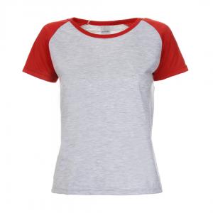 Baby Look Raglan Poliéster Vermelha Personalizada Poliéster Camiseta Raglan   tradicional Adulto