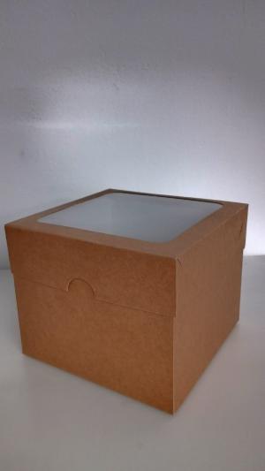 Caixa com visor Quadrada P Kraft 15x15x12cm    