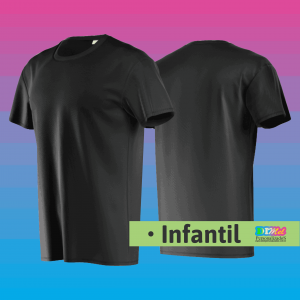 Camiseta Infantil Poliéster Preta  Personalizada Poliéster Camiseta Infantil  TAMANHO: 1 ao 6 tradicional Infantil