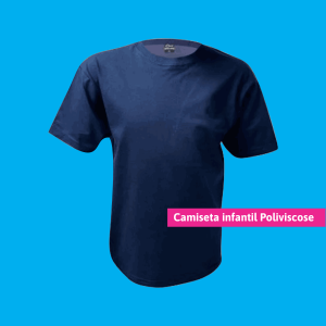 Camiseta Poliviscose Infantil Azul Marinho Personalizada Poliviscose Camiseta Unisex   tradicional Infantil