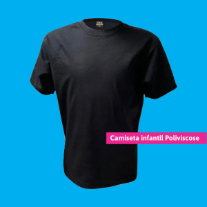 Camiseta Poliviscose Infantil Preta Personalizada Poliviscose Camiseta Unisex   tradicional Infantil