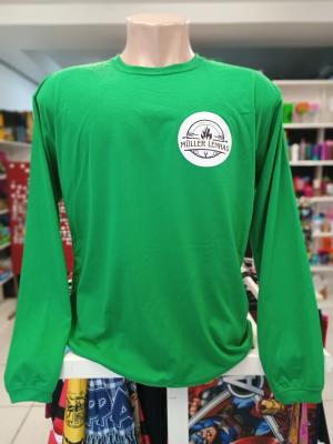 Camiseta Poliviscose Manga Longa Verde Bandeira Personalizada Poliviscose Camiseta Unisex   tradicional Adulto