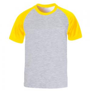 Camiseta Raglan Poliéster Amarela Personalizada Poliéster Camiseta Raglan   tradicional Adulto