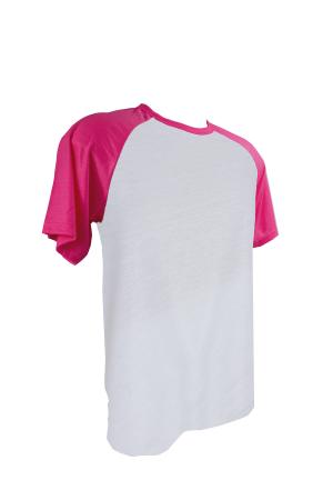 Camiseta Raglan Poliéster Pink Personalizada Poliéster Camiseta Raglan   tradicional Adulto