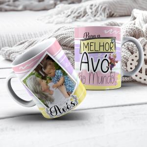 Caneca de Cerâmica Branca 320 ml Dia dos Avós      