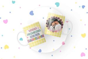 Caneca de Cerâmica Branca 320 ml Love      Pode ser personalizado com foto e nome do casal