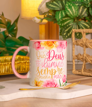 Caneca dia das Mães - Mãe é Benção Canecas de Cerâmica Branca 320 ml Personalizada     