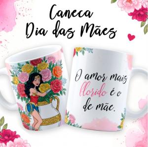 Caneca dia das Mães - Mãe Maravilha Canecas de Cerâmica Branca 320 ml Personalizada     