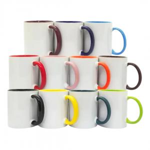 Caneca de Cerâmica Branca com Alça e Interior colorido 320 ml Personalizada      