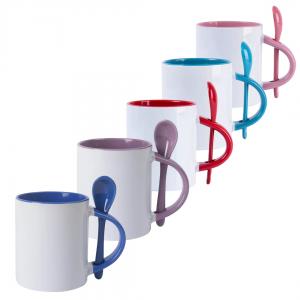 Caneca de Cerâmica com Colher 320 ml Personalizada      