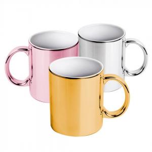 Caneca de Cerâmica Cromada e Espelhada 320 ml Personalizada      