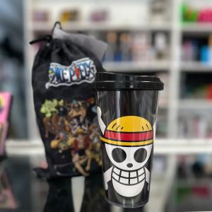 Copo Funny - One Piece Plástico PS e Tampa Plástico PP 16,5 X 8,5 X 8,5 cm    Acompanha bolsinha em tecido