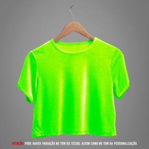 Cropped Poliéster Verde Neon Personalizado Poliéster Cropped   tradicional Adulto