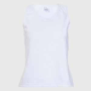 Regata Poliéster Branca Personalizada Baby Look Poliéster Regata Unisex   tradicional Adulto