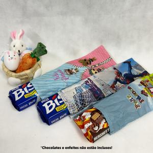 Saco porta chocolates - Flork e Personagens Oxfordini 28x10 cm Em ambos os lados   