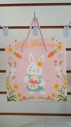 Sacola  de papel Páscoa G Papel cartão 10X21X22    