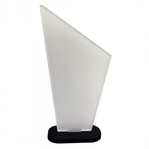 Troféu Acrílico Retroverso Personalizado Acrílico 4mm Retroverso 88X179MM   Base Fibra Preta 